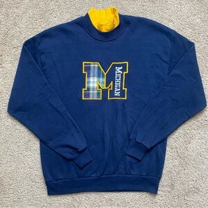 Vintage University Michigan Double Collar Sweatshirt Plaid